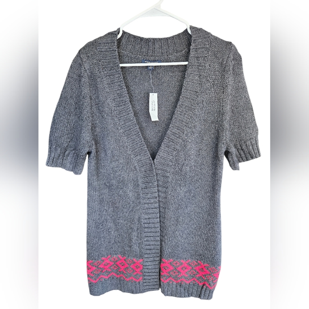 Banana Republic Gray Cardigan with Pink Accents